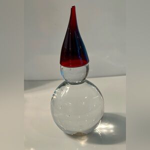 Hadeland Glassworks Red Christmas Hat Clear Gnome Snowman Figurine Norway